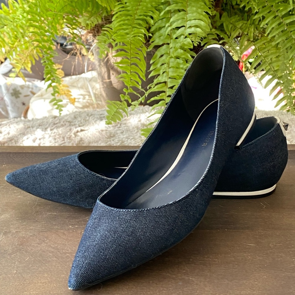 Marc Fisher Dark Blue Denim Women's Flats